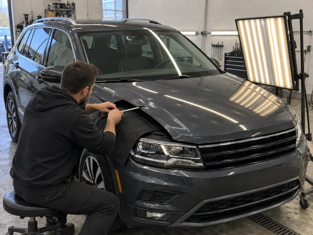В процессе — VW Tiguan — удаление вмятин от града