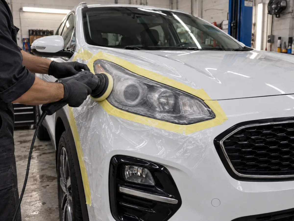 В процессе — Kia Sportage — восстановление прозрачности фар