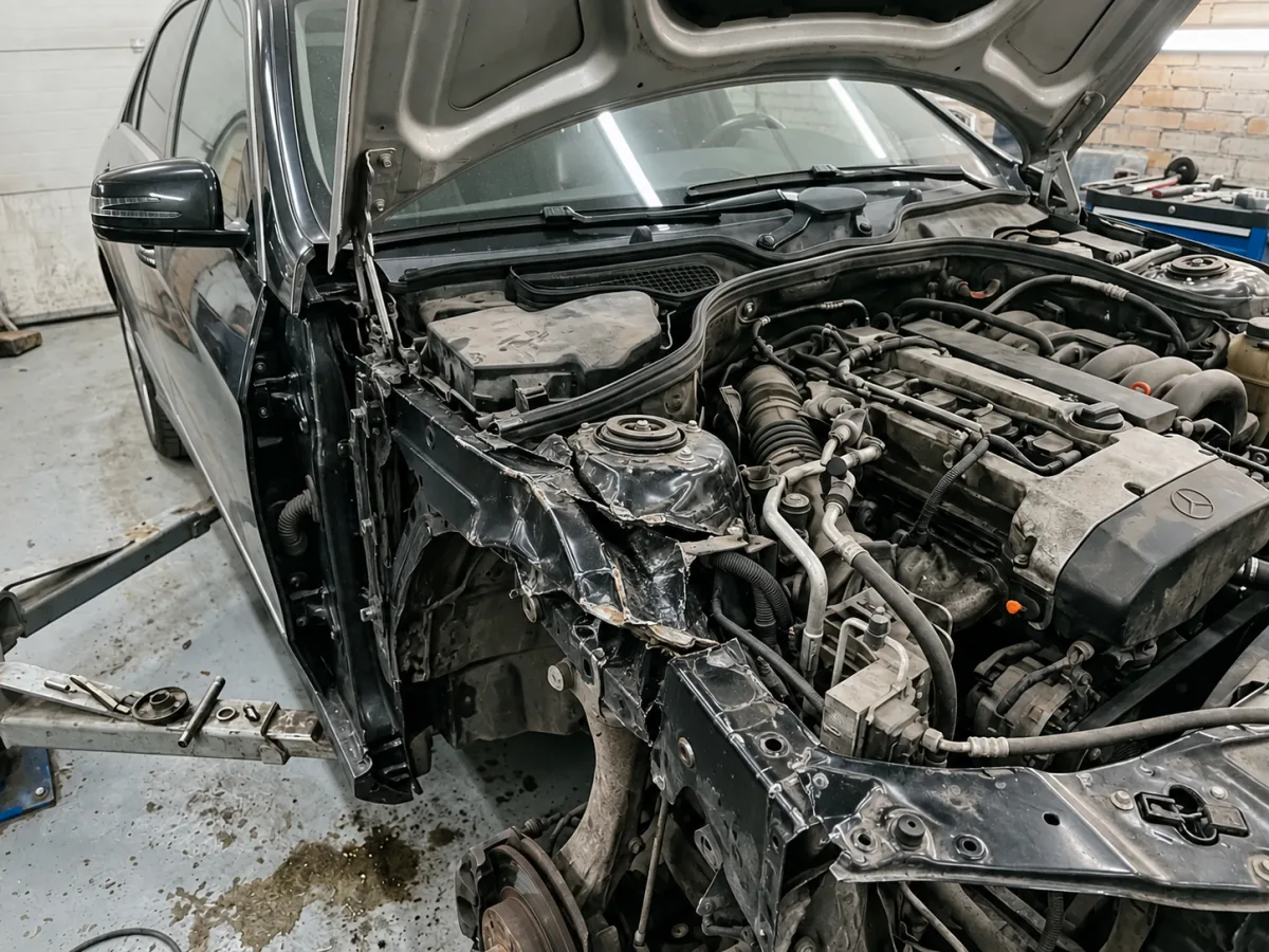 До ремонта — Mercedes-Benz — правка переднего лонжерона