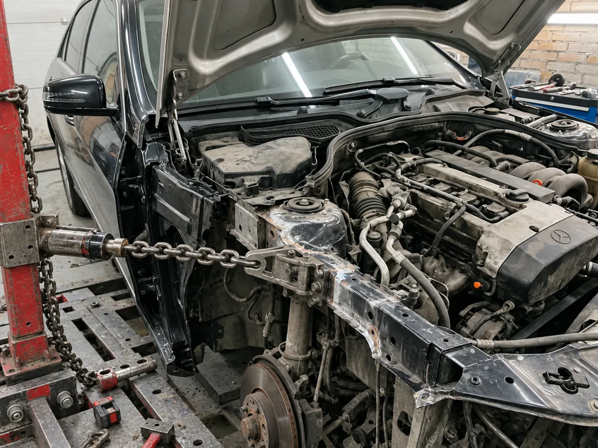 В процессе — Mercedes-Benz — правка переднего лонжерона