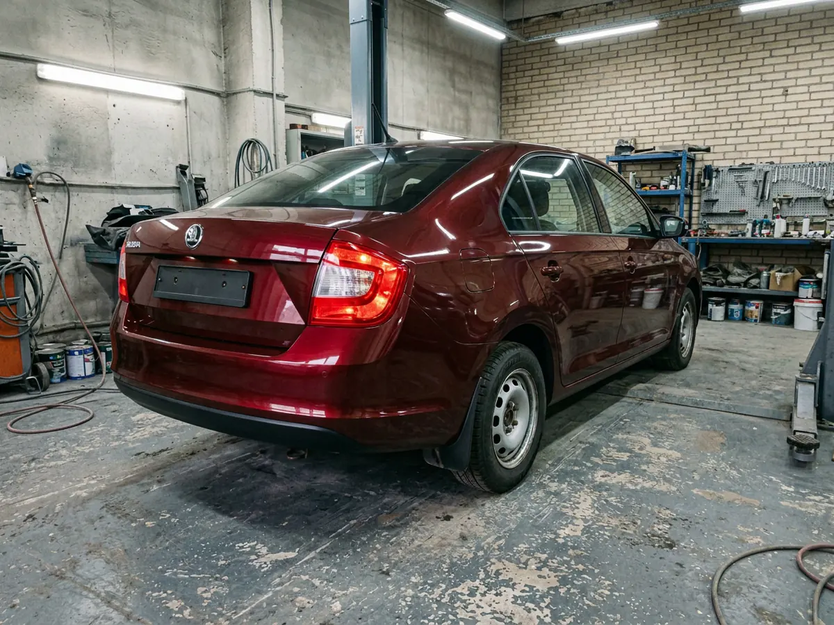 Skoda Rapid — замена и покраска заднего бампера